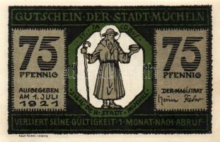 Német Birodalom/Weimari Köztársaság/ Mücheln 1921. 25Pf + 50Pf(3x) + 75Pf 5klf db, teljes sor T:I,I-