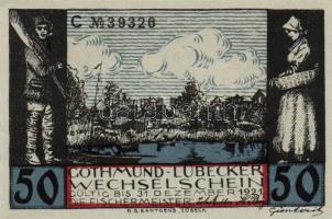 Német Birodalom/Weimari Köztársaság/ Lübeck 1921. 50Pf(4x) + 75Pf(2x) 6klf db, teljes sor T:I