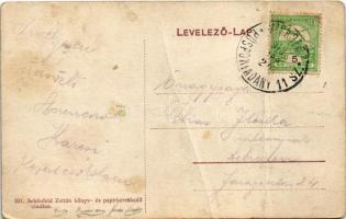 Pécs, Széchenyi tér, Takarékpénztár, villamos, piaci árusok, Tauszig Ármin üzlete (Rb)