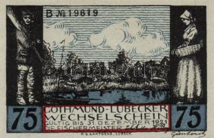 Német Birodalom/Weimari Köztársaság/ Lübeck 1921. 50Pf(4x) + 75Pf(2x) 6klf db, teljes sor T:I