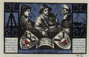 Német Birodalom/Weimari Köztársaság/ Lübeck 1921. 50Pf(4x) + 75Pf(2x) 6klf db, teljes sor T:I