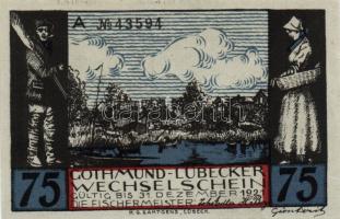 Német Birodalom/Weimari Köztársaság/ Lübeck 1921. 50Pf(4x) + 75Pf(2x) 6klf db, teljes sor T:I