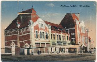 Törökszentmiklós, Városháza. leporellólap, belül: vasútállomás, vigadó, Kossuth Lajos tér, üzletek, stb. Kongorácz János kiadása (b)