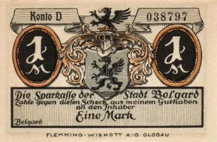 Német Birodalom/Weimari Köztársaság/ Belgard D.N. 25Pf + 50Pf + 75Pf + 1M + 2M 5klf db, teljes sor T...