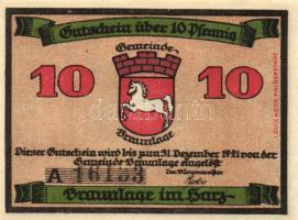 Német Birodalom/Weimari Köztársaság/ Braunlage 1921. 10Pf + 25Pf + 50Pf 3klf db, teljes sor T:I