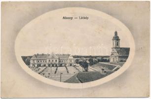 1917 Abony, látkép, templom, városháza. Kássa Gyula kiadása (ázott / wet damage)
