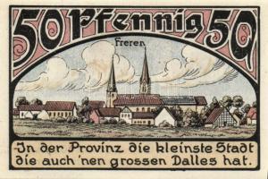 Német Birodalom/Weimari Köztársaság/ Freren 1921. 50Pf + 75Pf + 1M 3klf db, teljes sor T:I