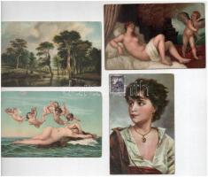13 db RÉGI motívum képeslap vegyes minőségben: Stengel művész / 13 pre-1945 motive postcards in mixe...