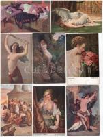 13 db RÉGI motívum képeslap: erotikus művész / 13 pre-1945 motive postcards: erotic art