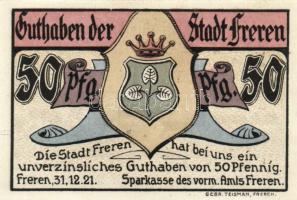 Német Birodalom/Weimari Köztársaság/ Freren 1921. 50Pf + 75Pf + 1M 3klf db, teljes sor T:I