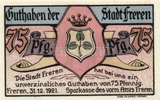 Német Birodalom/Weimari Köztársaság/ Freren 1921. 50Pf + 75Pf + 1M 3klf db, teljes sor T:I