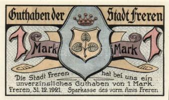 Német Birodalom/Weimari Köztársaság/ Freren 1921. 50Pf + 75Pf + 1M 3klf db, teljes sor T:I