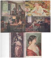 57 db RÉGI motívum képeslap: hölgyek, párok, és művész / 57 pre-1945 motive postcards: ladies, coupl...