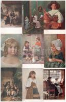 42 db RÉGI motívum képeslap: művész, gyerek / 42 pre-1945 motive postcards: art, children