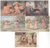 42 db RÉGI motívum képeslap:  művész, gyerek / 42 pre-1945 motive postcards:  art, children
