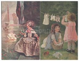 42 db RÉGI motívum képeslap:  művész, gyerek / 42 pre-1945 motive postcards:  art, children