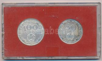 1970. 50Ft Ag + 100Ft Ag "Felszabadulás" pár, eredeti, MNB plasztiktokban T:BU patina 
Ad...