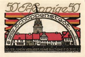 Német Birodalom/Weimari Köztársaság/ Schöppenstedt 1921. 50Pf(10x) 10klf db, teljes sor T:I,I-