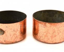 XIX. sz: Antik réz lábos 2 db közepes méretű d:16,5 cm