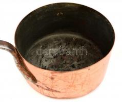 XIX. sz: Antik réz lábos fedővel. Nagy méretű d:23 cm