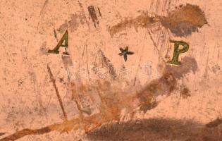 XIX. sz: Antik réz lábos fedővel. Nagy méretű d:23 cm