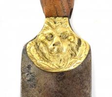 Régi kés fenő. Réz, acél, fa.  34 cm