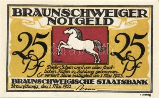Német Birodalom/Weimari Köztársaság/ Braunschweig 1921. "Alt-Braunschweig" 10Pf + 25Pf + 5...