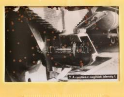 Eredeti MÁV vasúti diakockák. Oktatási anyag 36 db-os tartóban 28 db kép. 3x2 cm