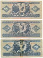 1969-1980. 20Ft (3xklf) T:III egyik ragasztott Adamo F15,F16,F17