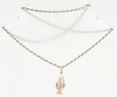 Ezüst(Ag) triplaszemes nyaklánc, halas medállal, jelzett, h: 51 cm, medál: 3,5x1 cm, nettó: 10,27 g
