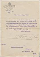 1937 A M. Kir. Állami Vas- Acél és Gépgyárak igazgatójának levele Csoór Lajos képviselőnek, melyben jelzi, hogy a pártfogoltját most nem tudja alkalmazni a gyárban, de előjegyezte