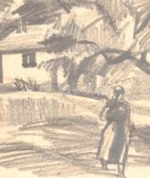 Deli Antal (1886-1960): 2 db rajz. Ceruza, papír, kartonra kasírozva. Jelzés nélkül .17x20 és 17,5x2...