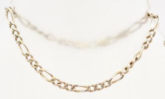 Ezüst(Ag) masszív figaro karkötő, jelzett, h: 22 cm, nettó: 7,58 g