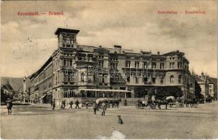 1909 Brassó, Kronstadt, Brasov; Rudolfsring / Rezső körút, Sans Souci étterem és kávéház / street view, café and restaurant (ragasztónyom / glue mark)