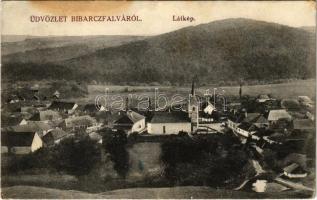 1917 Bibarcfalva, Biborteni; látkép, templom / general view, church (EK)