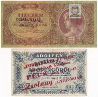 1946. 500.000AP "Forradalmi Pénzek és emlékeik kiállítása Pécs 1964. XI. 7-15. Zsolnay Gyűjtőklub" + 1945. 10.000P "Domán Aladár - Jánoshalma" T:II,III