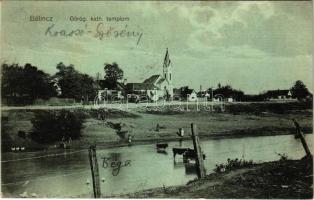 1913 Bálinc, Balint; Béga folyó részlete, Görögkatolikus templom / Bega riverside, Greek Catholic church (fl)