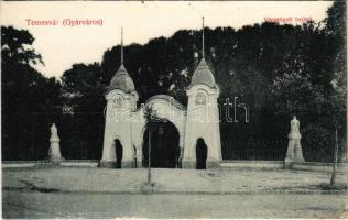 Temesvár, Timisoara; Gyárváros. Városligeti bejáró. Grün Károly kiadása / park entrance (EK)
