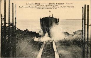 Paquebot Paris construit au Chantier de Penhoet a St. Nazaire Ligne C.G.T.-Havre-New York / Launching of SS Paris French Ocean liner (Rb)