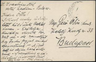 Márk Lajos (1867-1942) festőművész autográf üdvözlő képeslapja Gerő Ödön (1863-1939) újságírónak kül...