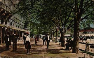 1913 Nagyszeben, Hermannstadt, Sibiu; Bretterpromenade / sétány / promenade, street view (EK)