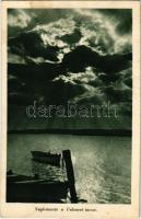 1941 Velence, Naplemente a Velencei tavon, csónak. Gárdony Fürdőegyesület kiadása (Rb)