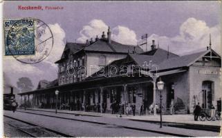 1923 Kecskemét, Pályaudvar, vasútállomás, gőzmozdony, vonat, létra. Komor Gyula kiadása 17. sz. TCV card (EK)
