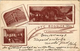1901 Wien, Vienna, Bécs IX. Cafe Rössler, Concert bei Nacht. Waehringerstrasse No. 12. interior, Art Nouveau (EK)