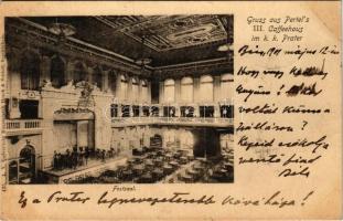 1901 Wien, Vienna, Bécs II. Gruss aus Pertels III. Caffeehaus im k.k. Prater, Festsaal / cafe interior, fest hall