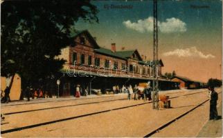 1919 Dombóvár, Újdombóvár vasútállomás, pályaudvar. Vasúti Levelezőlapárusítás 1. sz.