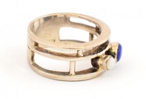 Ezüst(Ag) opállal és lapis lazulival kirakott gyűrű, jelzett, méret: 55, bruttó: 6,1 g