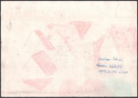 Szalczer István (?-): Hamelni háztetők, 1989. Kréta, papír, jelzett, hátoldalán is jelzett és datált...