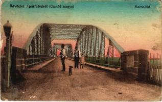 1913 Apátfalva (Csanád megye), Maros híd. Fendler Gusztáv kiadása (ázott sarok / wet corner)