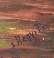 Siklódi Hegyi István (1917- ): Boglyák, Ágasegyháza. Olaj, farost, kissé sérült. Jelzett, hátoldalán...